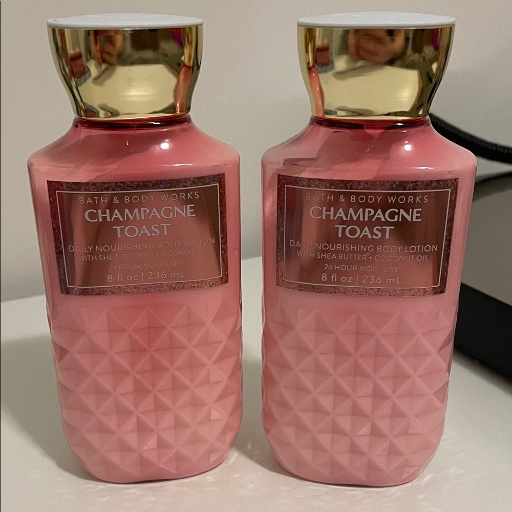 2 Bath & Body Works Champagne Toast Nourishing Body Lotion - Pink and Gold